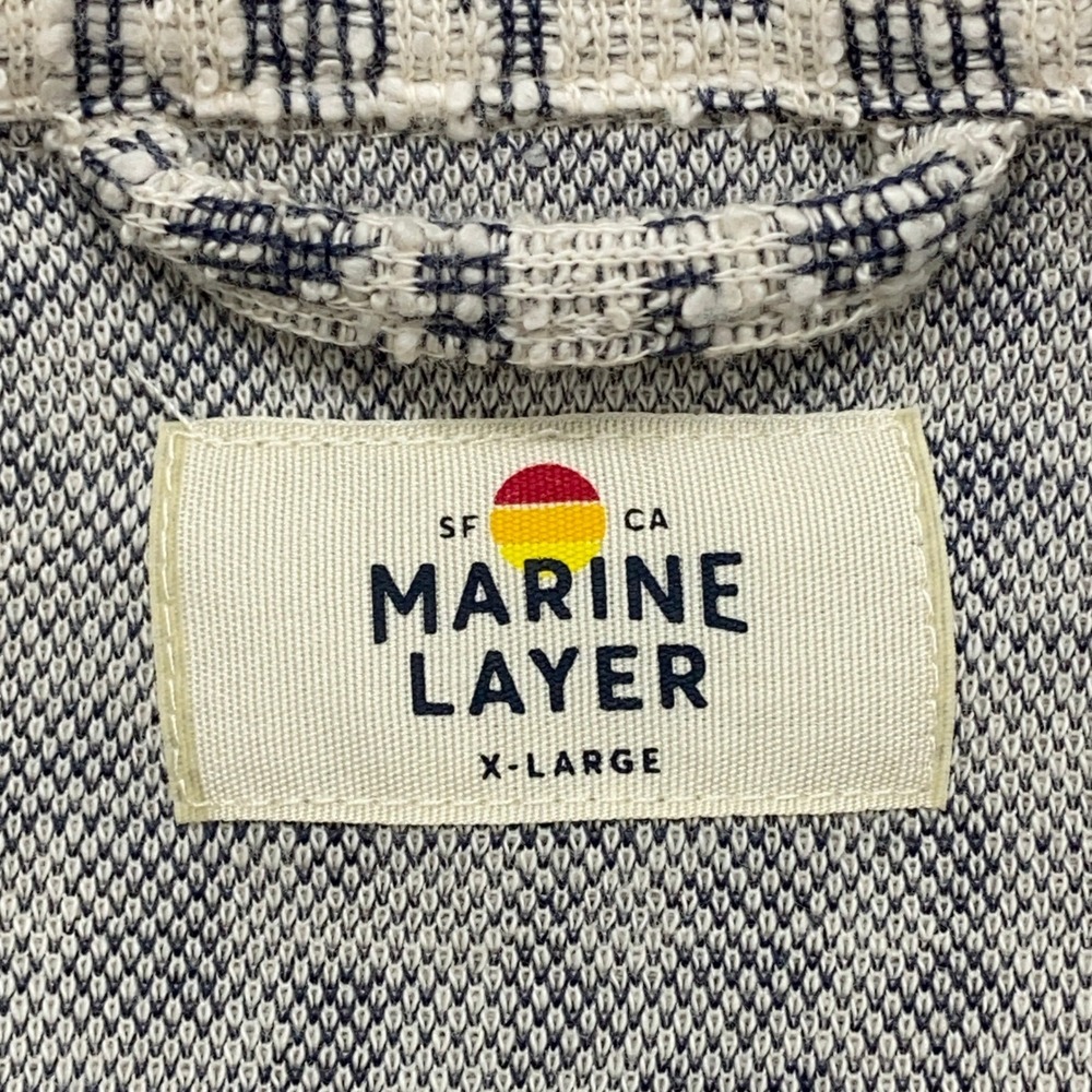 Marine Layer Resort Shirt Men's XL Tan Neutral Geo Archive Cam Jacquard Camp - Picture 9 of 14
